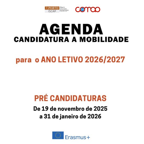 Candidaturas a mobilidade para o Ano Letivo 2026/2027