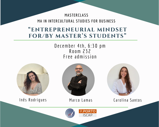 Masterclass MA in Intercultural Studies for Business “Entrepreneurial Mindset For/By Master’s Students”