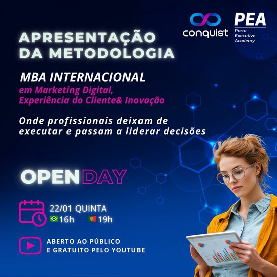 Open Day online da 3ª Edição do MBA em Marketing Digital, Experiência do Cliente e Inovação
