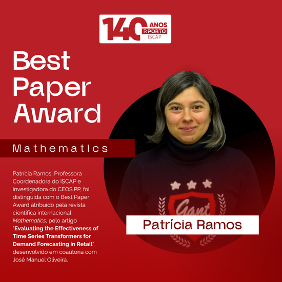 Patrícia Ramos, professora do ISCAP, distinguida com o Best Paper Award pela revista internacional Mathematics 