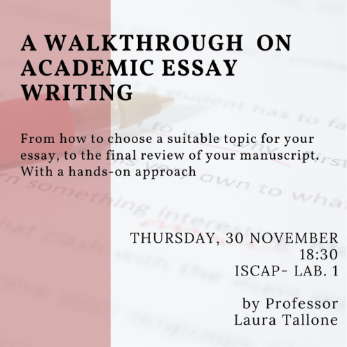 Workshop | "A walkthrough on academic essay writing"